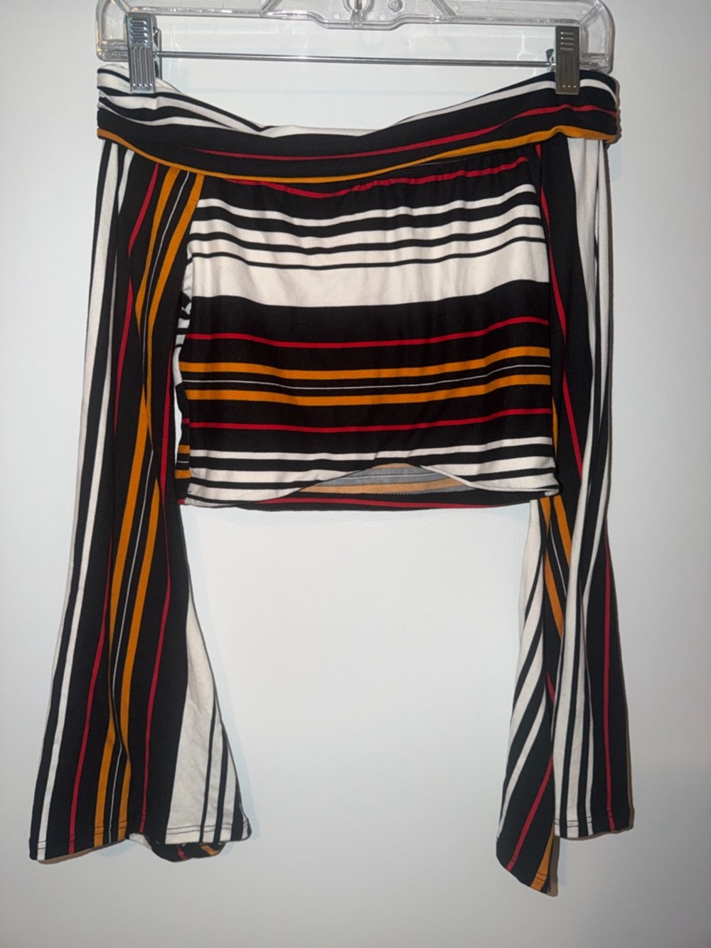 GIBIU Off The Shoulder Bell Sleeves Crop Top